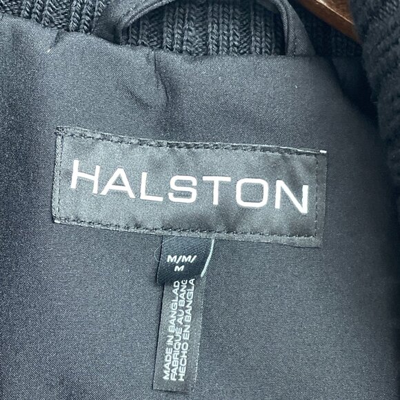 Halston Women's M Black Belted Trench Coat Water-Resistant Polyester JCK0229 - Picture 9 of 14